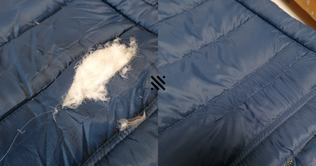 Comment Réparer Une Doudoune Déchirée Sans Patch Comment réparer un trou, accroc d'une doudoune déchirée